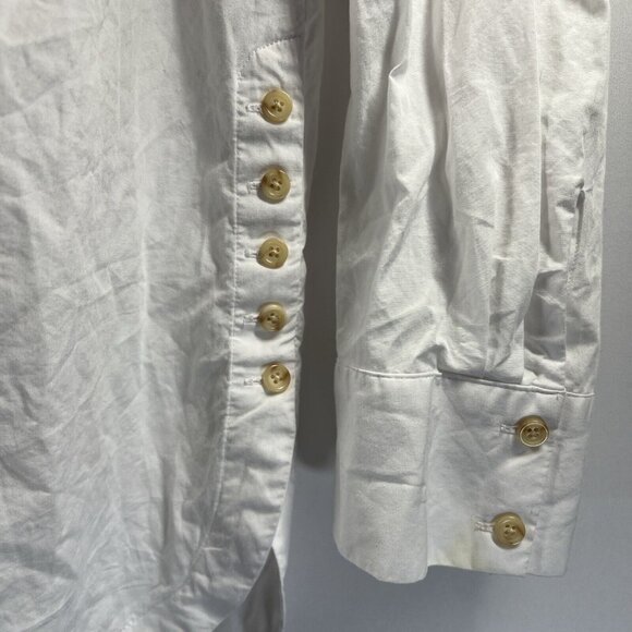 Talbots Women's Top Plus 2X Solid Bright White Button Accents Button Up Tunic - Picture 5 of 12